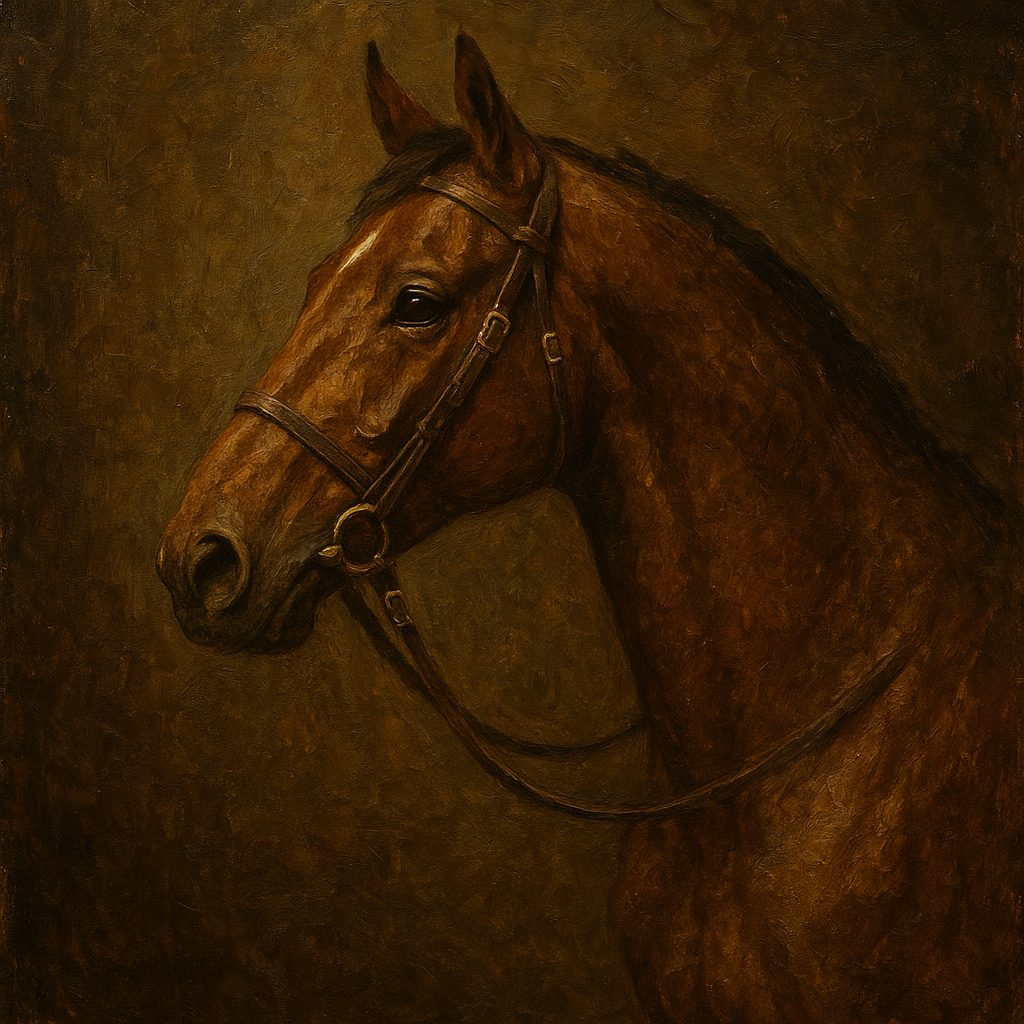Vintage Equestrian Thoroughbred Portrait No. 3 Oil Painting - 100% Hand-Painted Master Oil Painting