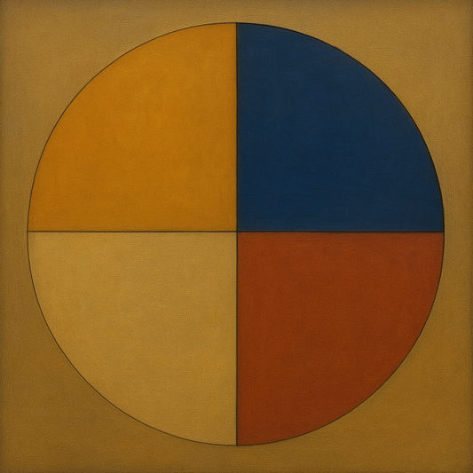 Bauhaus Quadrant Harmony in Primary Earth Tones No. 14 Oil Painting - View 1