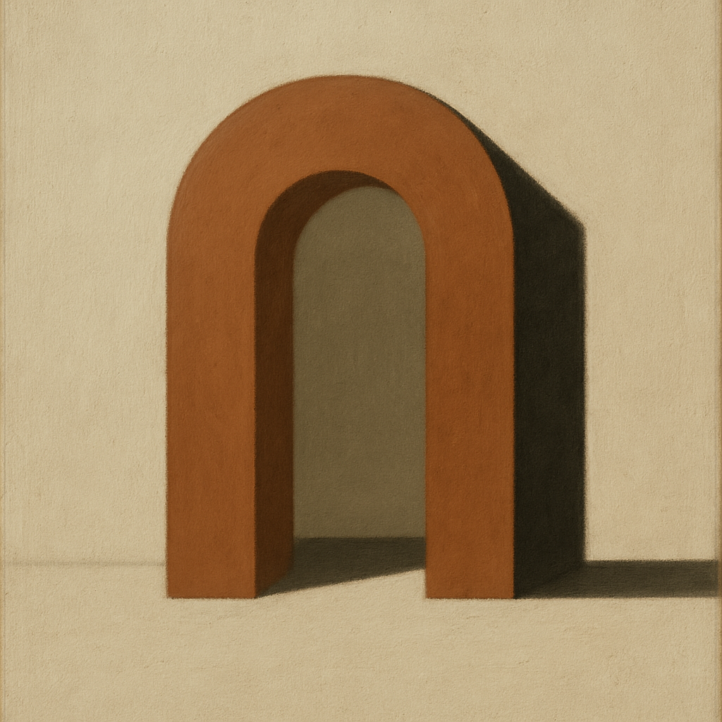 Terracotta Clay & Cream Arch No. 4 - Modern Fine Art Oil Painting - View 1