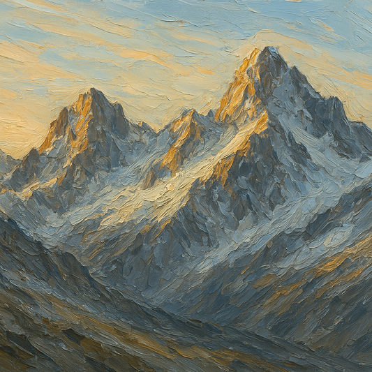 Heavy Knife Mountain Ridge Impasto Oil Painting - View 1