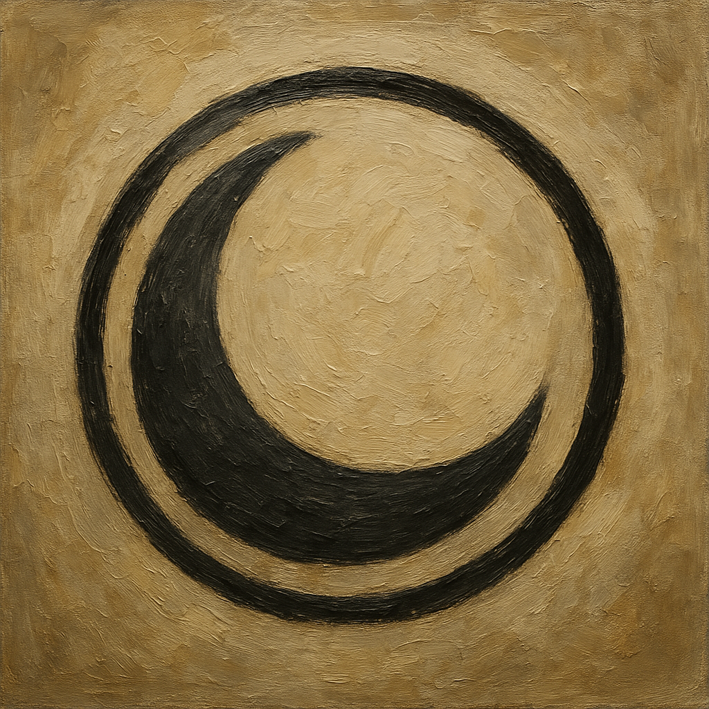 Minimalist Charcoal Crescent Oil Painting - View 1