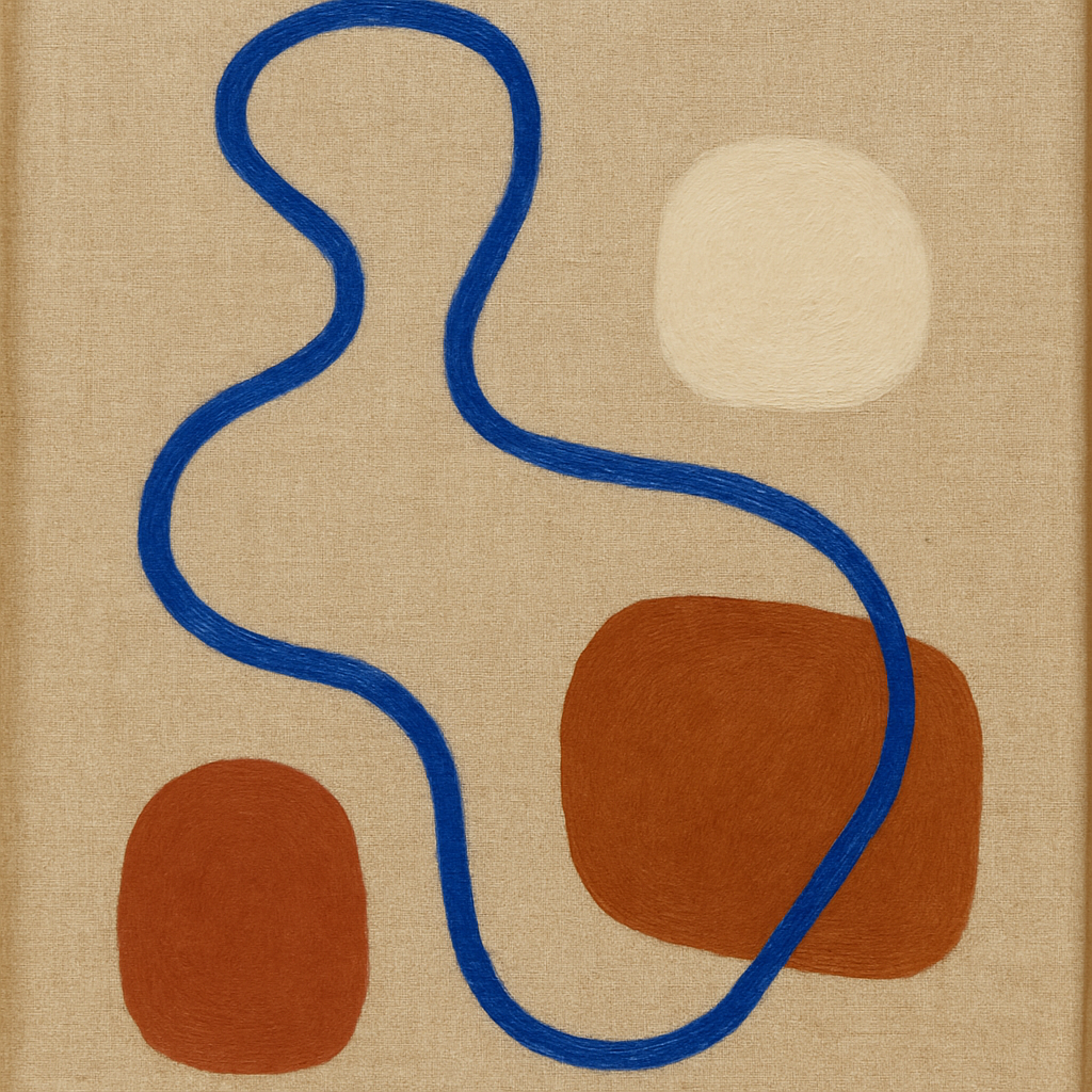 Cobalt Blue & Pale Oat Contour No. 8 - Modern Fine Art Oil Painting - View 1