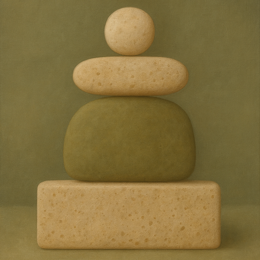 Muted Olive & Sandstone Geometric Balance No. 25 Oil Painting 100% Hand Painted Oil on Belgian Linen Canvas, Original Fine Art Wall Decor