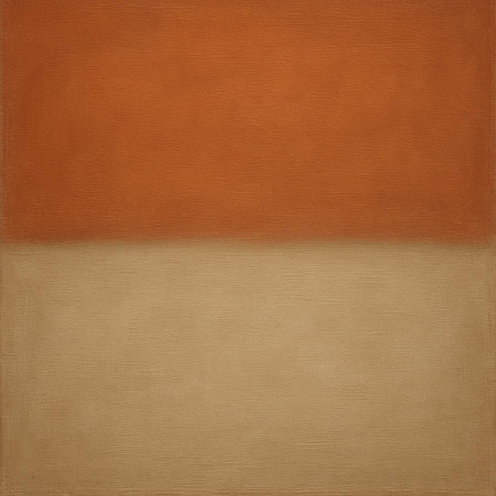 Terracotta & Greige Earth Bands No. 6 - Modern Fine Art Oil Painting - View 1