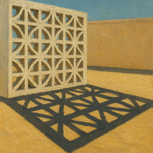 Desert Modern Breeze Block Shadow No. 4 Oil Painting - 100% Hand-Painted Master Oil Painting