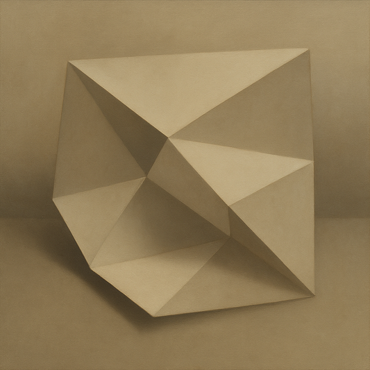 Folded Paper Geometry in Neutral Gradient Shadows Oil Painting 100% Hand Painted Oil on Belgian Linen Canvas, Original Fine Art Wall Decor
