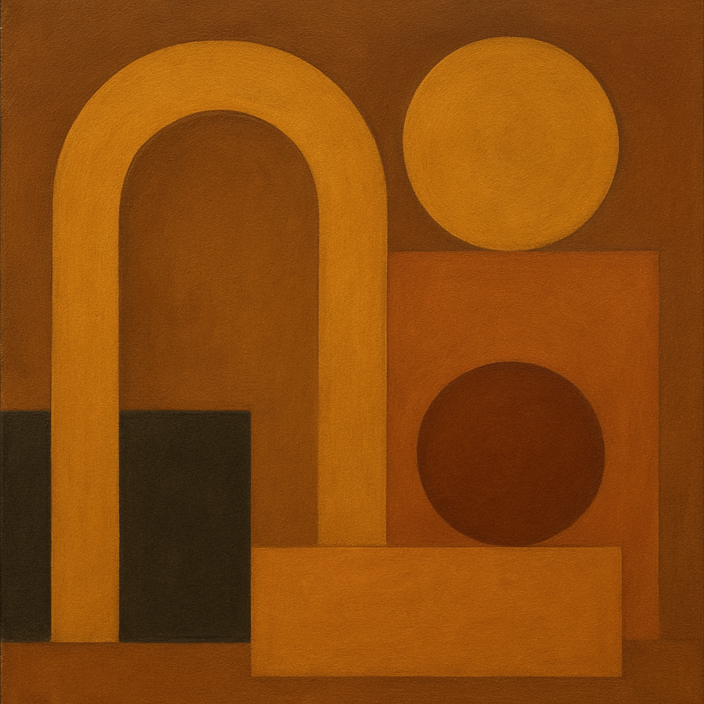 Arch & Circle Equilibrium in Warm Earth Tones No. 20 Oil Painting - View 1