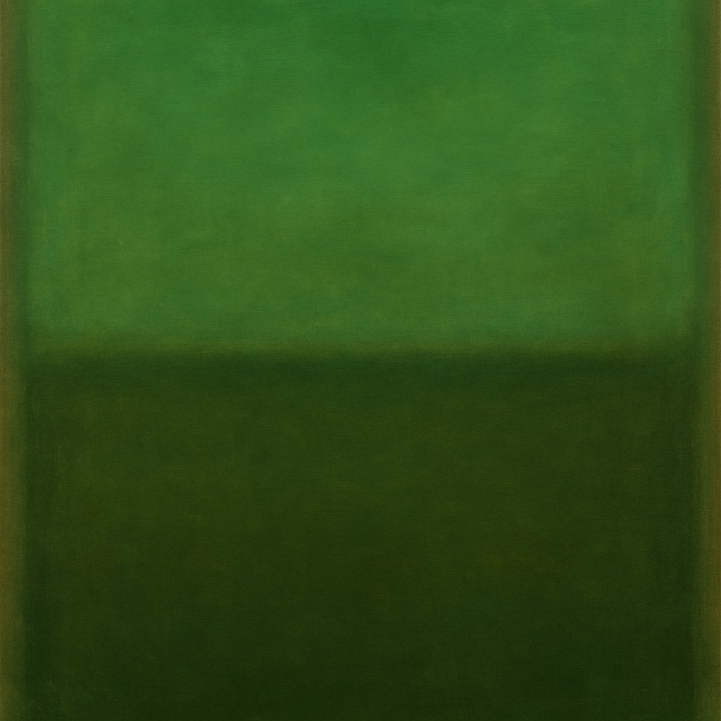 Forest Emerald & Deep Moss Contemplative Field No. 23 Oil Painting - View 1