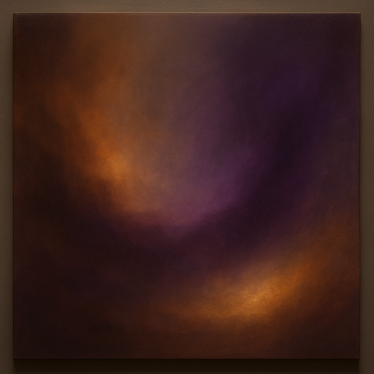 Burnt Amber & Velvet Amethyst Atmosphere No. 7 Oil Painting 100% Hand Painted Oil on Belgian Linen Canvas, Original Fine Art Wall Decor