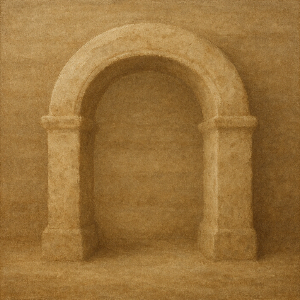Travertine Stone Arch & Earth Tones No. 27 Oil Painting 100% Hand Painted Oil on Belgian Linen Canvas, Original Fine Art Wall Decor
