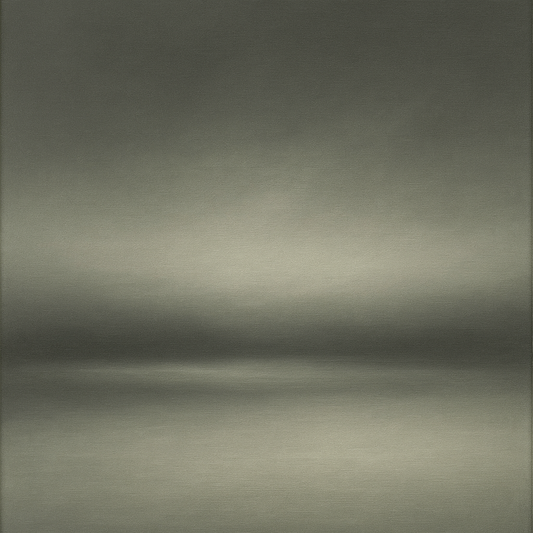 Monochrome Charcoal Drift & Soft Sfumato Horizon No. 22 Oil Painting 100% Hand Painted Oil on Belgian Linen Canvas, Original Fine Art Wall Decor