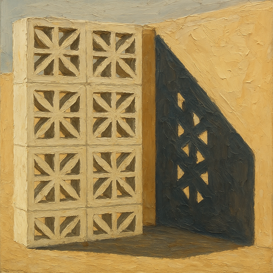 Desert Modern Breeze Block Shadow No. 6 Oil Painting - 100% Hand-Painted Master Oil Painting