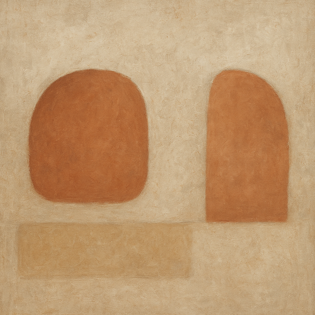 Earthy Terracotta & Weathered Plaster Wash No. 25 Oil Painting - View 1