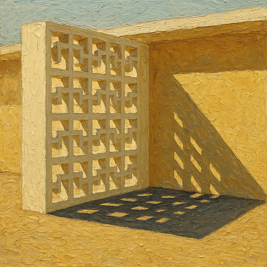 Desert Modern Breeze Block Shadow No. 5 Oil Painting - 100% Hand-Painted Master Oil Painting