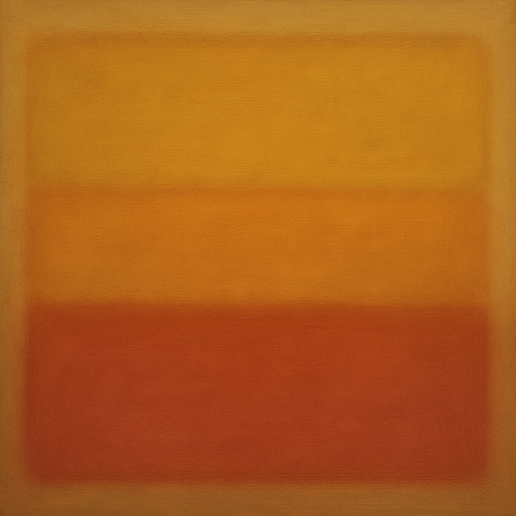 Luminous Ochre & Terracotta Horizon Color Field No. 13 Oil Painting 100% Hand Painted Oil on Belgian Linen Canvas, Original Fine Art Wall Decor