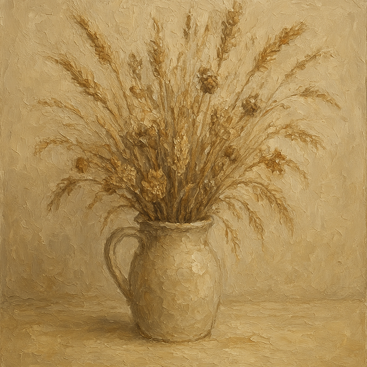 Wild Meadow Botanicals in Neutral Ceramic No. 3 Oil Painting - 100% Hand-Painted Master Oil Painting