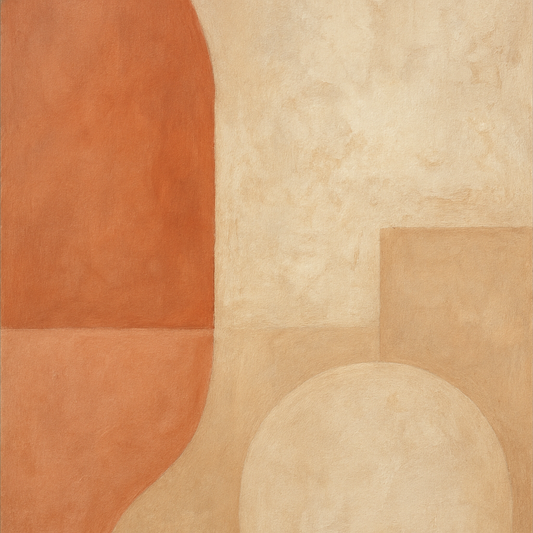 Earthy Terracotta & Weathered Plaster Wash No. 8 Oil Painting 100% Hand Painted Oil on Belgian Linen Canvas, Original Fine Art Wall Decor