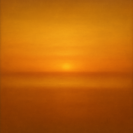 Warm Amber & Raw Sienna Sunset Meditation No. 17 Oil Painting 100% Hand Painted Oil on Belgian Linen Canvas, Original Fine Art Wall Decor