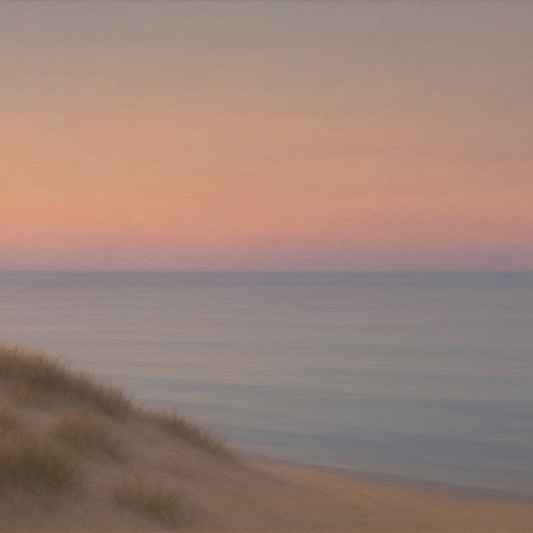 Pastel Dusk Horizon over Calm Atlantic Waters No. 15 Oil Painting 100% Hand Painted Oil on Belgian Linen Canvas, Original Fine Art Wall Decor