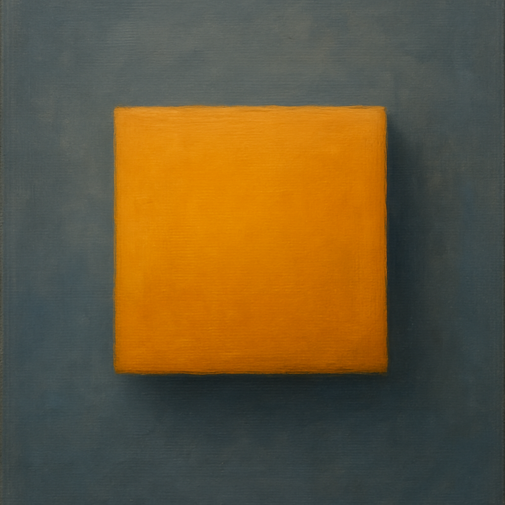 Cadmium Amber & Slate Grey Block No. 10 - Modern Fine Art Oil Painting - View 1