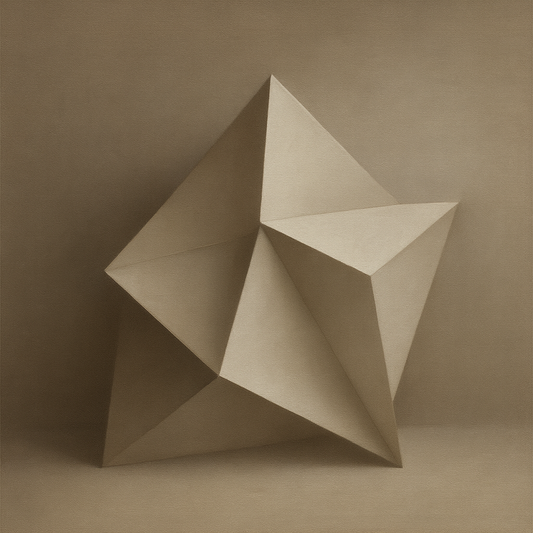 Folded Paper Geometry in Neutral Gradient Shadows No. 25 Oil Painting - View 1