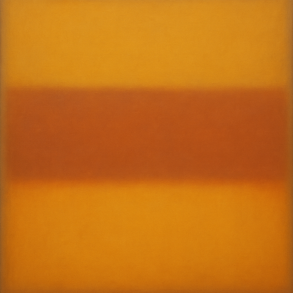 Luminous Ochre & Terracotta Horizon Color Field No. 15 Oil Painting 100% Hand Painted Oil on Belgian Linen Canvas, Original Fine Art Wall Decor