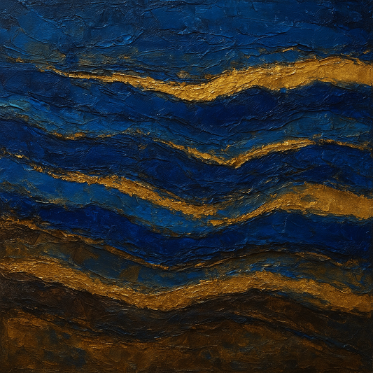 Royal Lapis Lazuli & Gold Leaf Strata No. 4 Oil Painting - 100% Hand-Painted Master Oil Painting