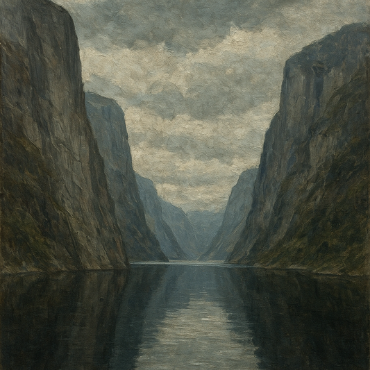 Nordic Fjord Reflections Landscape Oil Painting - 100% Hand-Painted Master Oil Painting