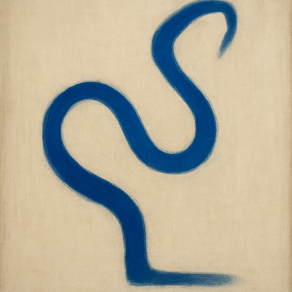 Cobalt Blue & Pale Oat Contour No. 8 - Modern Fine Art Oil Painting - View 1