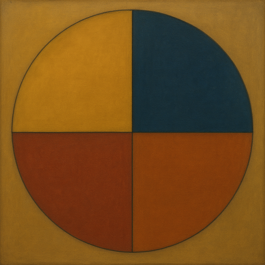 Bauhaus Quadrant Harmony in Primary Earth Tones No. 25 Oil Painting - View 1