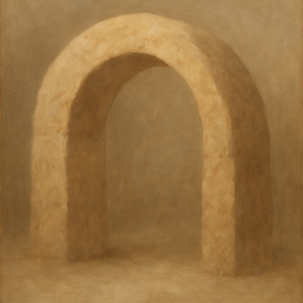 Travertine Stone Arch & Earth Tones No. 25 Oil Painting - View 1