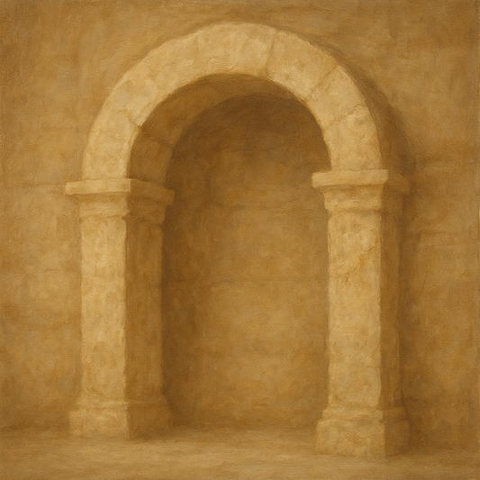 Travertine Stone Arch & Earth Tones No. 15 Oil Painting - View 1
