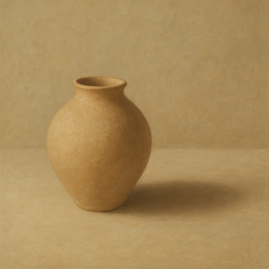 Organic Clay Vessel & Solitary Shadow No. 25 Oil Painting 100% Hand Painted Oil on Belgian Linen Canvas, Original Fine Art Wall Decor