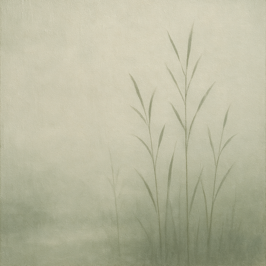 Misty Reed Shallows Minimalist Oil Painting - 100% Hand-Painted Master Oil Painting