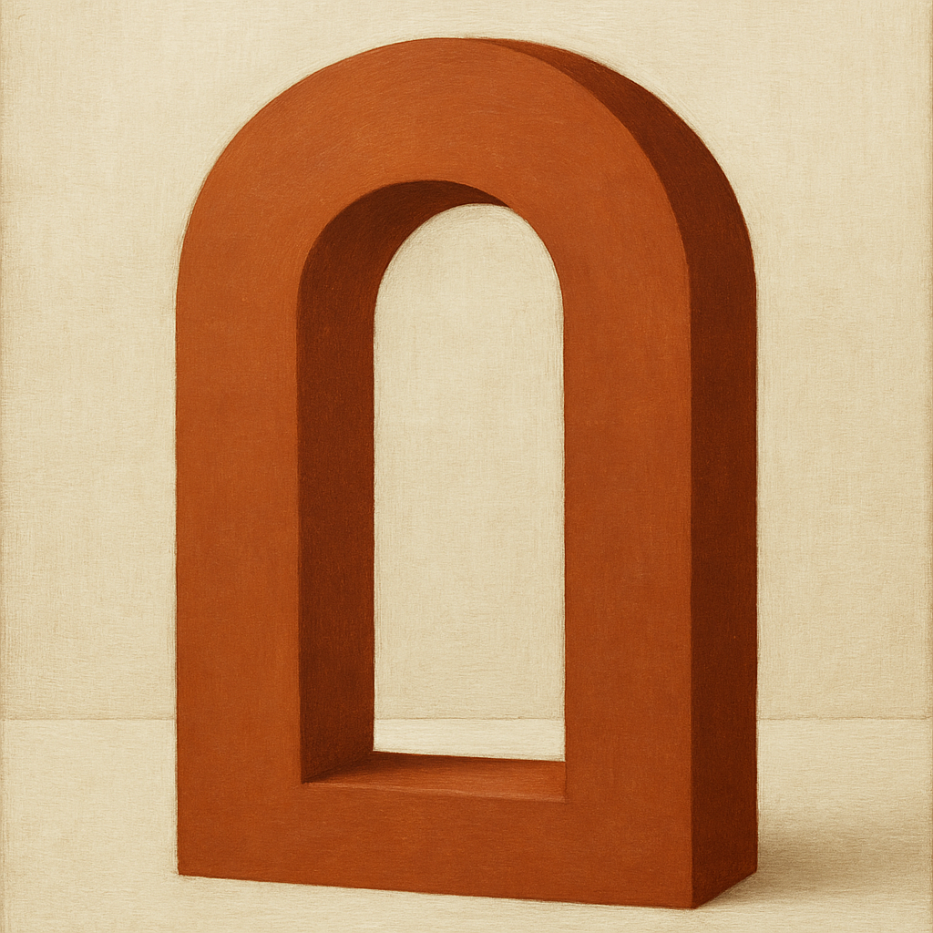 Terracotta Clay & Cream Arch No. 4 - Modern Fine Art Oil Painting - View 1