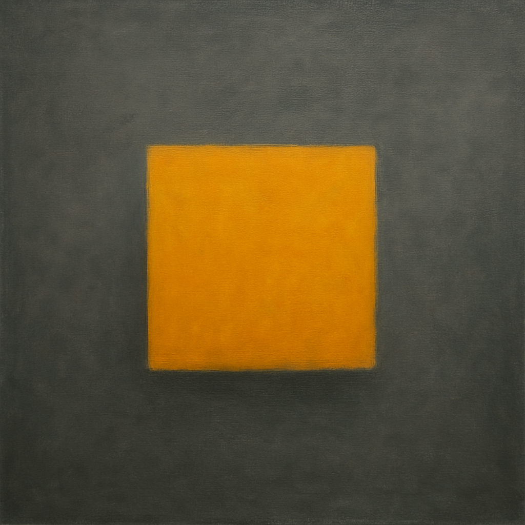 Cadmium Amber & Slate Grey Block No. 10 - Modern Fine Art Oil Painting - View 1