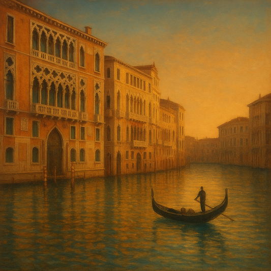 Venetian Canal Palaces at Golden Hour No. 27 Oil Painting - View 1