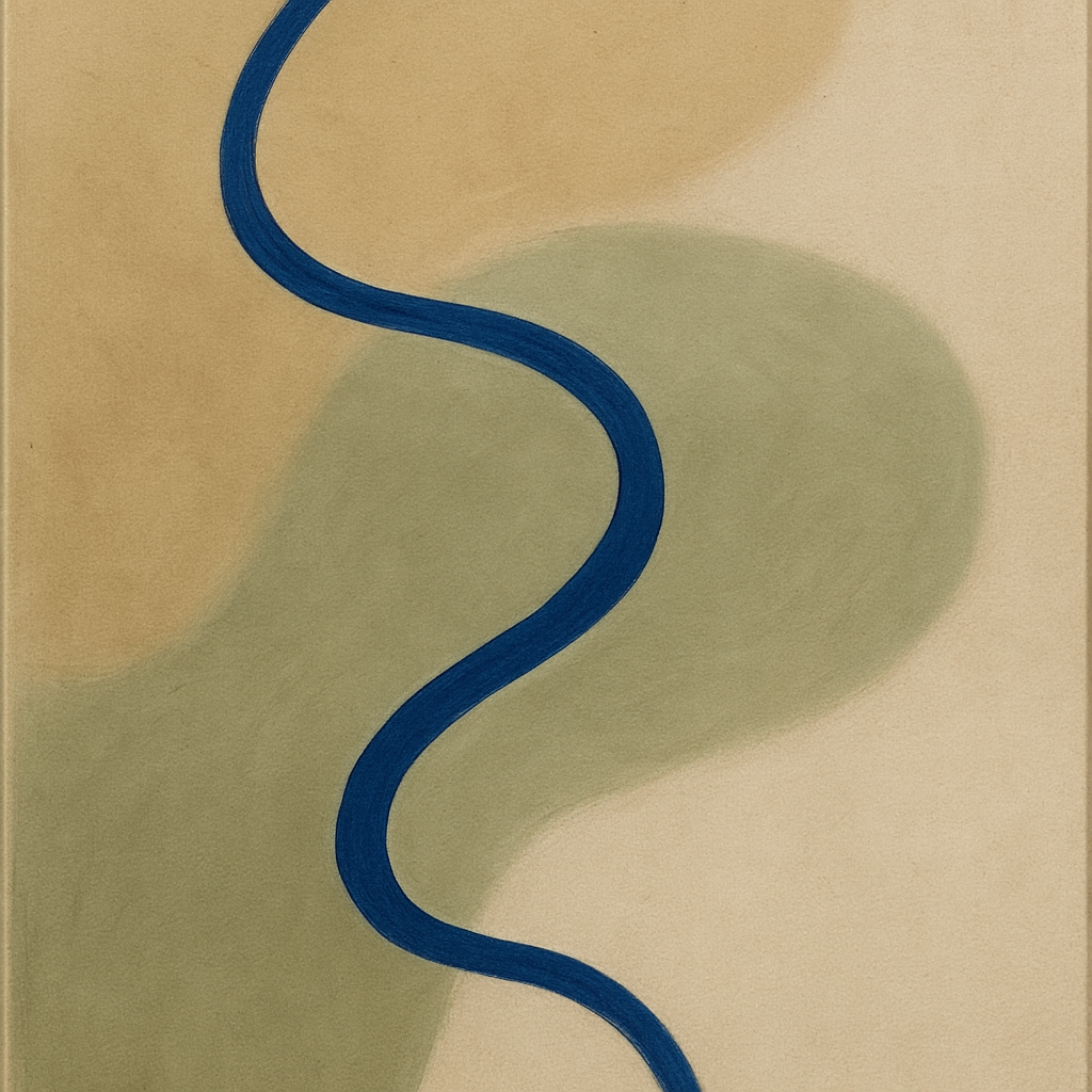 Cobalt Blue & Pale Oat Contour No. 8 - Modern Fine Art Oil Painting - View 1