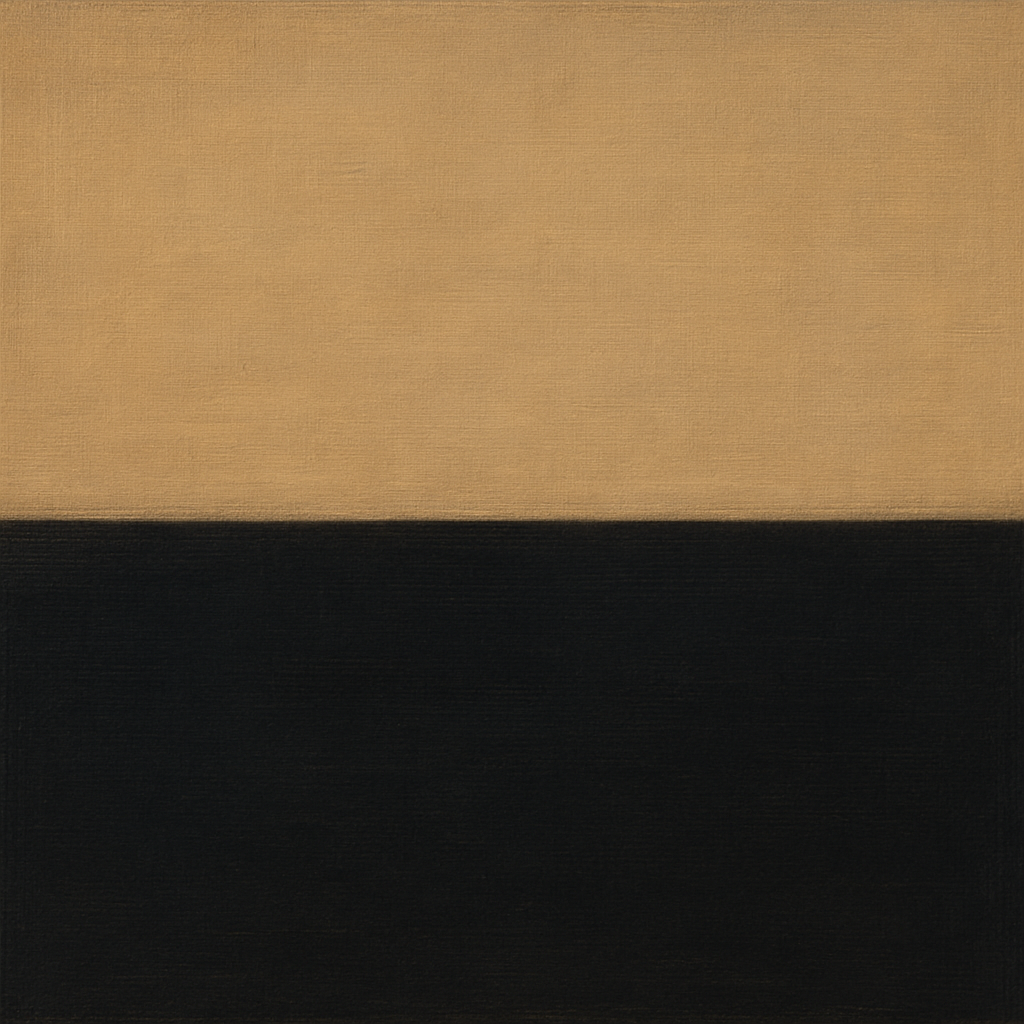 Onyx & Warm Biscuit Horizon No. 9 - Modern Fine Art Oil Painting - View 1