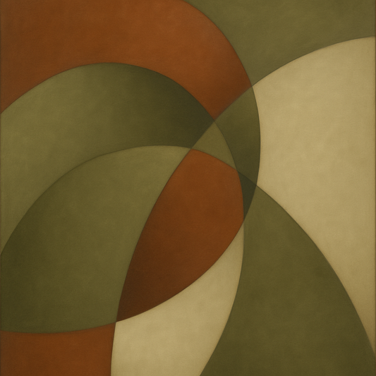 Intersecting Curved Forms in Olive & Rust No. 6 Oil Painting 100% Hand Painted Oil on Belgian Linen Canvas, Original Fine Art Wall Decor