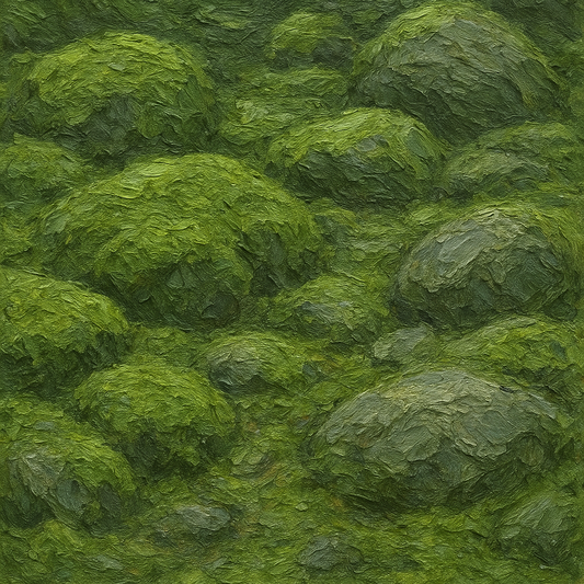 Verdant Moss & Stone Heavy Impasto Oil Painting - View 1