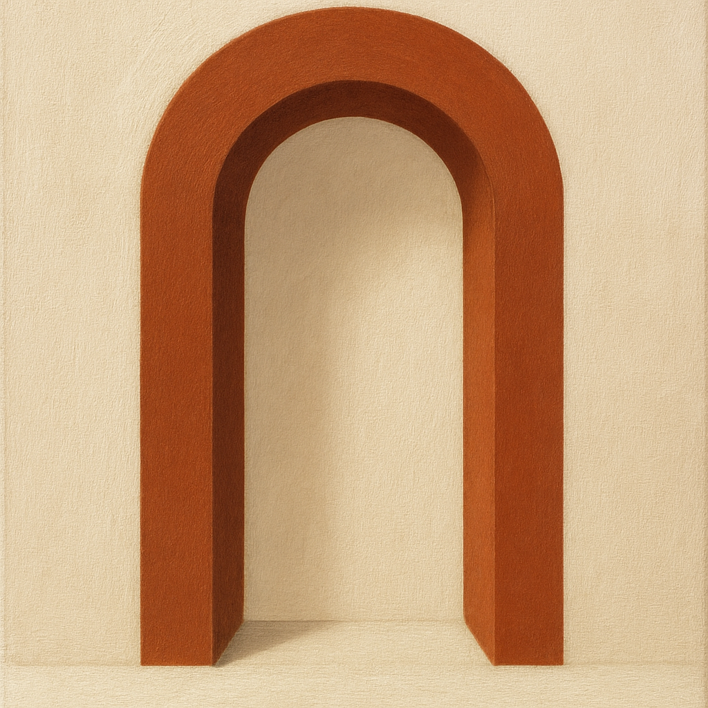 Terracotta Clay & Cream Arch No. 4 - Modern Fine Art Oil Painting - View 1