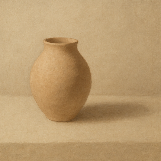 Organic Clay Vessel & Solitary Shadow No. 7 Oil Painting 100% Hand Painted Oil on Belgian Linen Canvas, Original Fine Art Wall Decor