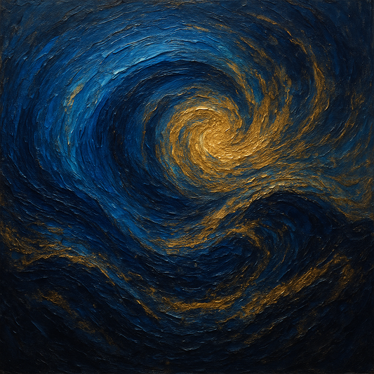 Imperial Sapphire & Midnight Wave Oil Painting - 100% Hand-Painted Master Oil Painting