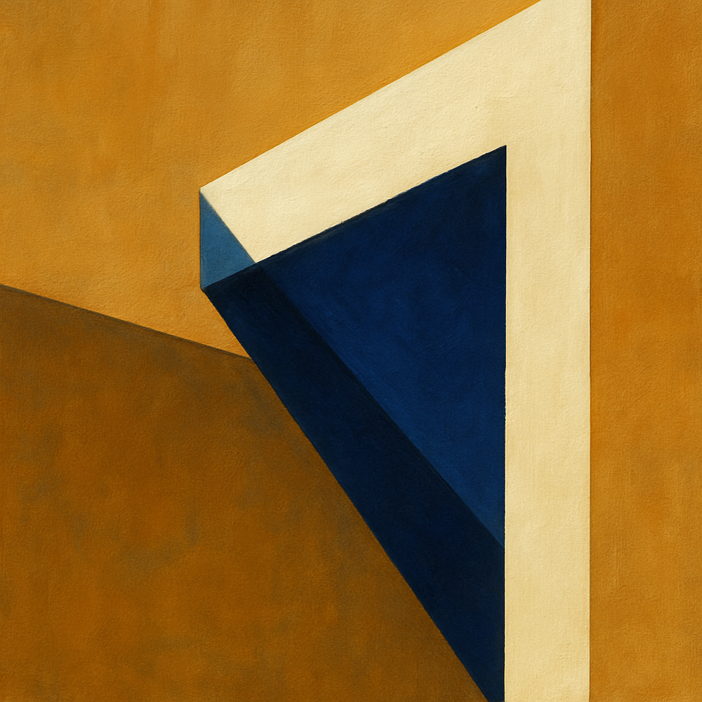 Sun & Shadow Architectural Facade Geometry No. 9 Fine Art Oil Painting - View 1