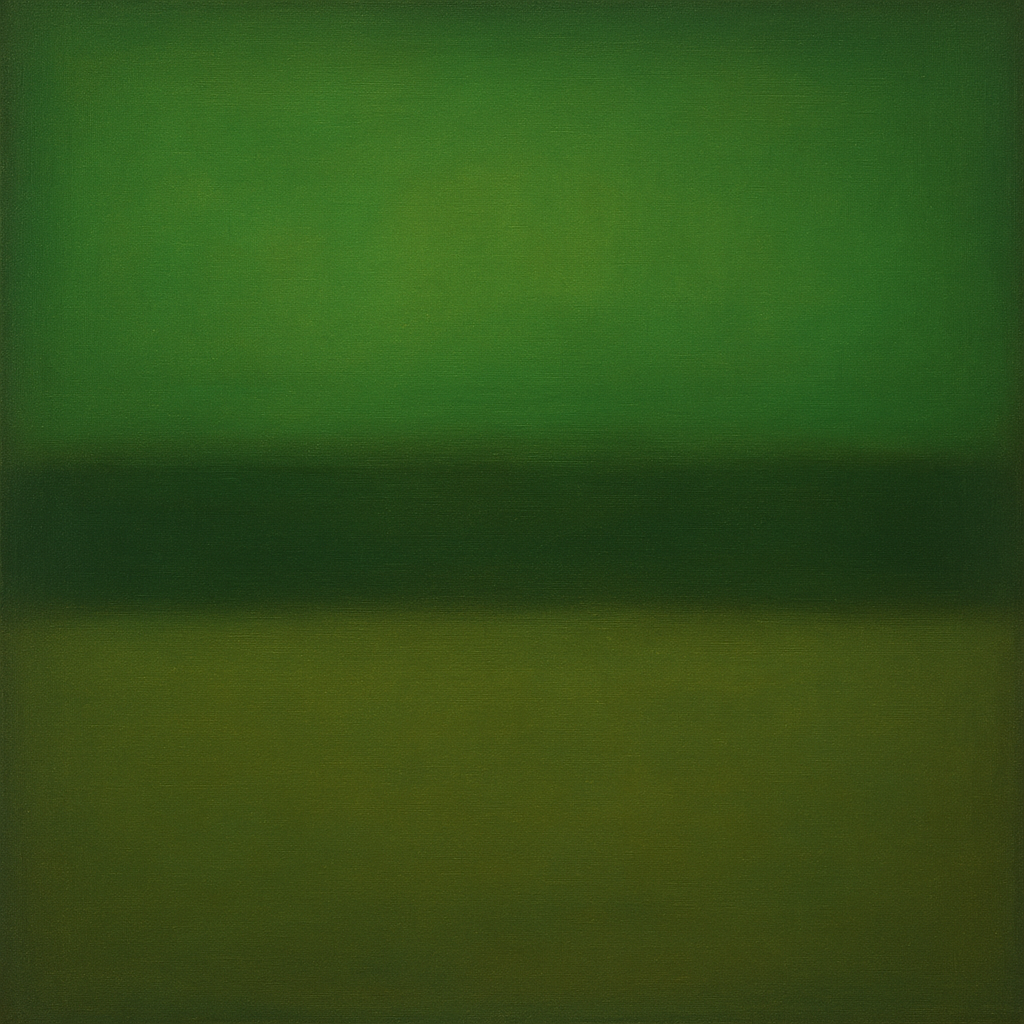 Forest Emerald & Deep Moss Contemplative Field No. 12 Oil Painting - View 1