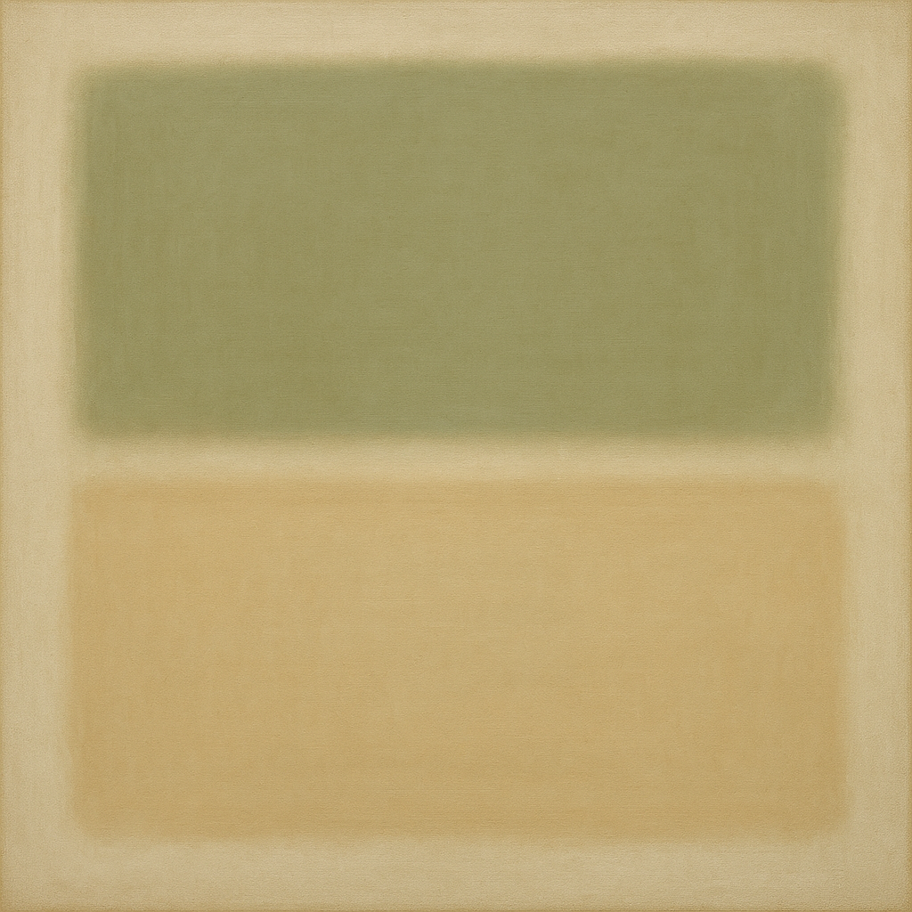 Sage Olive & Pale Sandstone Minimalist Harmony No. 29 Oil Painting - View 1