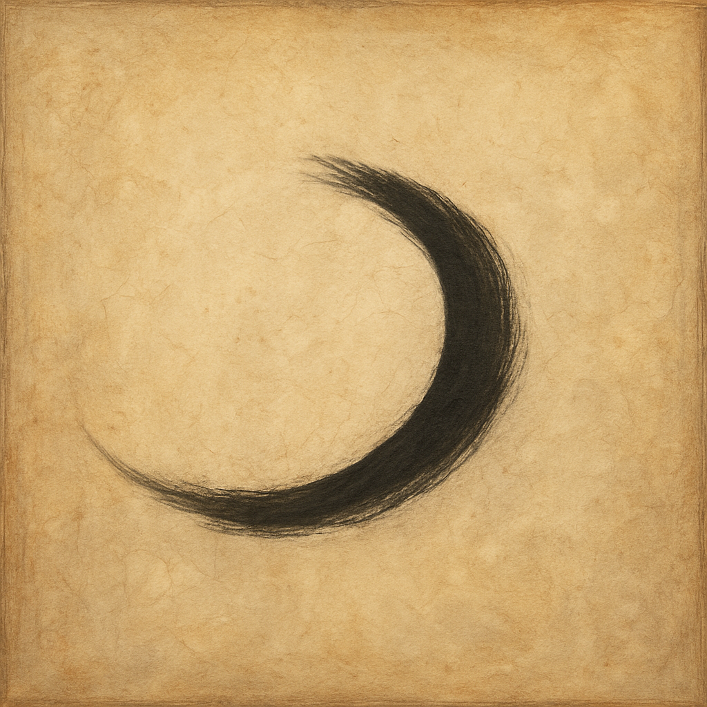 Aged Rice Paper & Charcoal Calligraphic Balance No. 2 Oil Painting - View 1