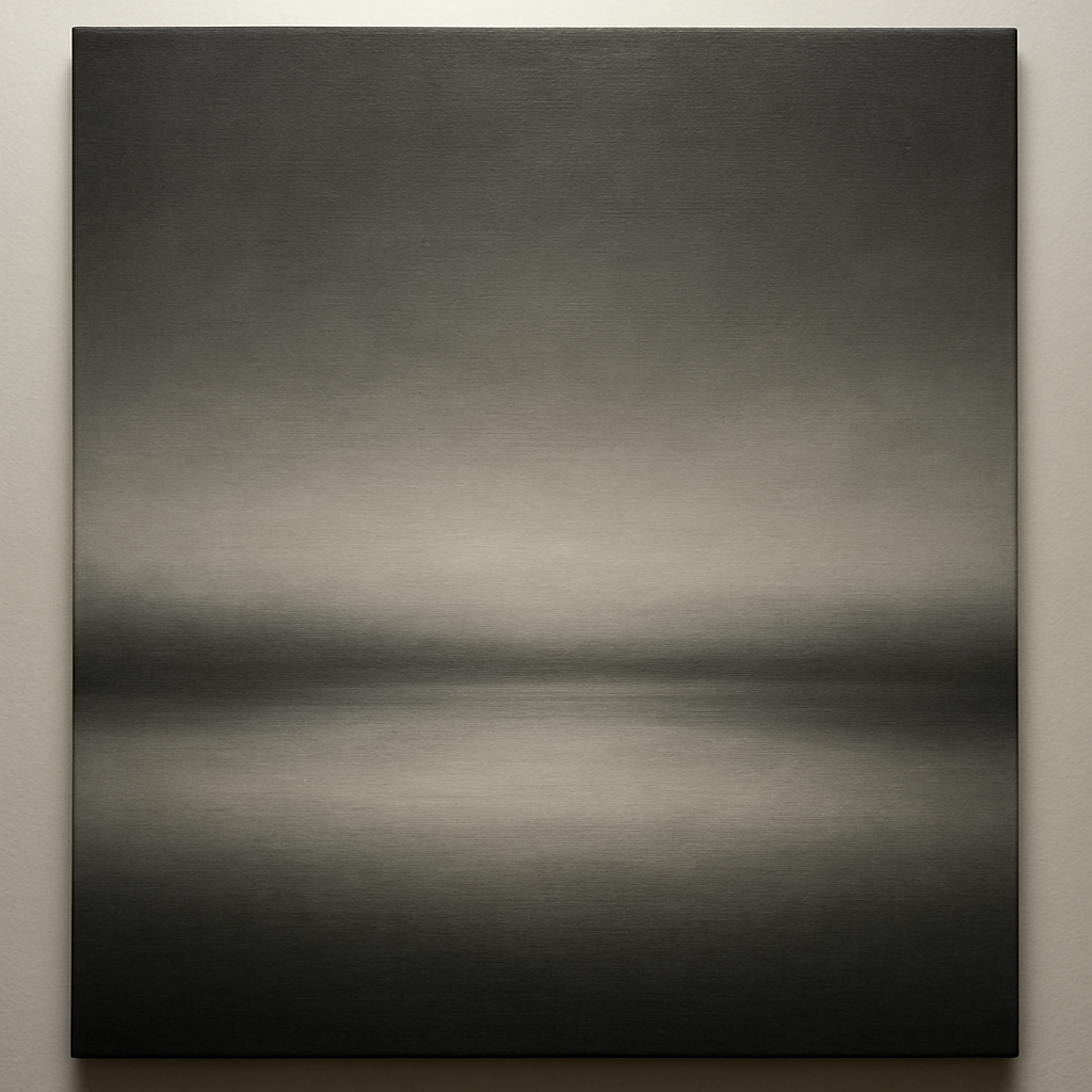 Monochrome Charcoal Drift & Soft Sfumato Horizon No. 19 Oil Painting - View 1
