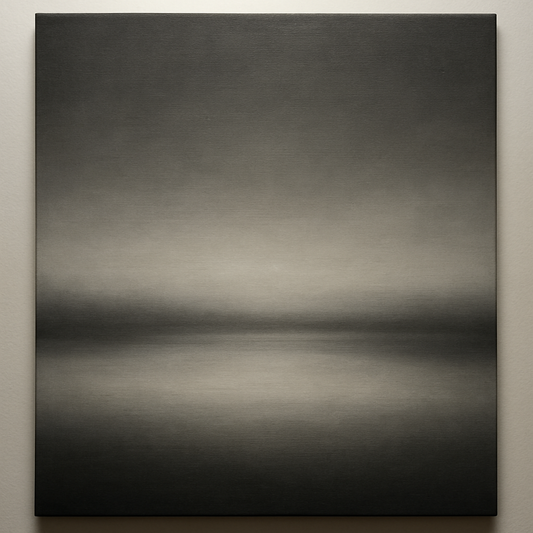 Monochrome Charcoal Drift & Soft Sfumato Horizon No. 19 Oil Painting 100% Hand Painted Oil on Belgian Linen Canvas, Original Fine Art Wall Decor